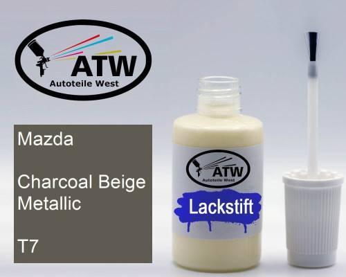 Mazda, Charcoal Beige Metallic, T7: 20ml Lackstift, von ATW Autoteile West.